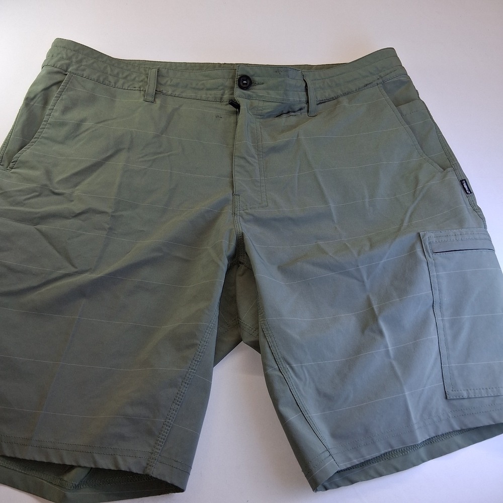O'Neill Mens Hybrid Shorts Crossover 38 x 10 Olive Green Stretch Polyester